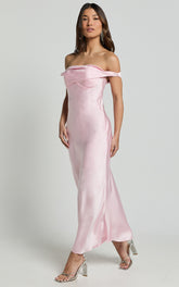 Alexia Midi Dress - One Shoulder Bust Slip Dress in Soft Pink